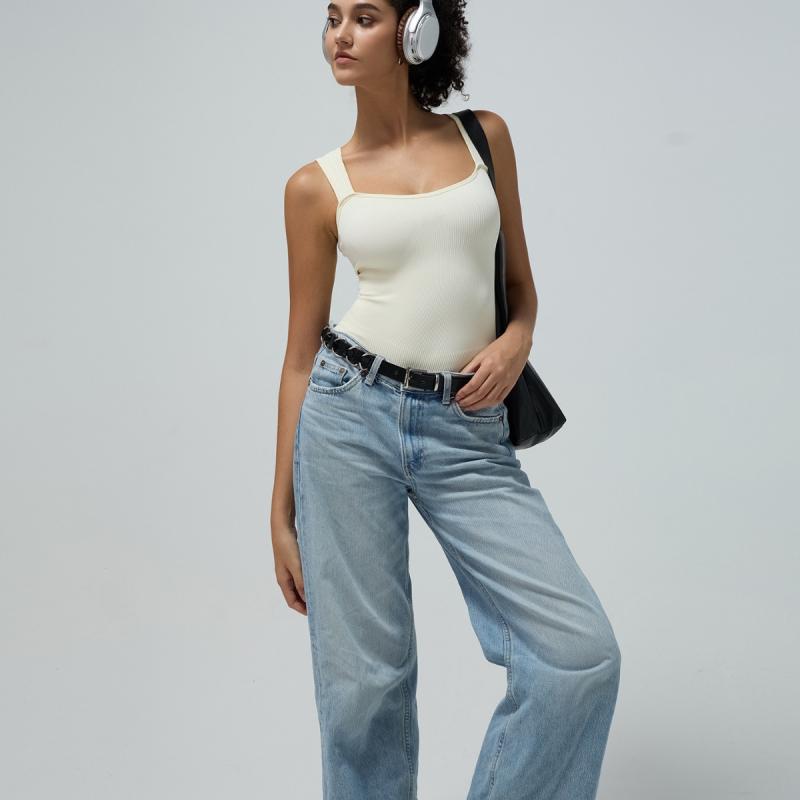 Jeans | Dreamy Drape Stretch Low-Rise Baggy Wide-Leg Jean  –  Womens Clothing Glowing Light