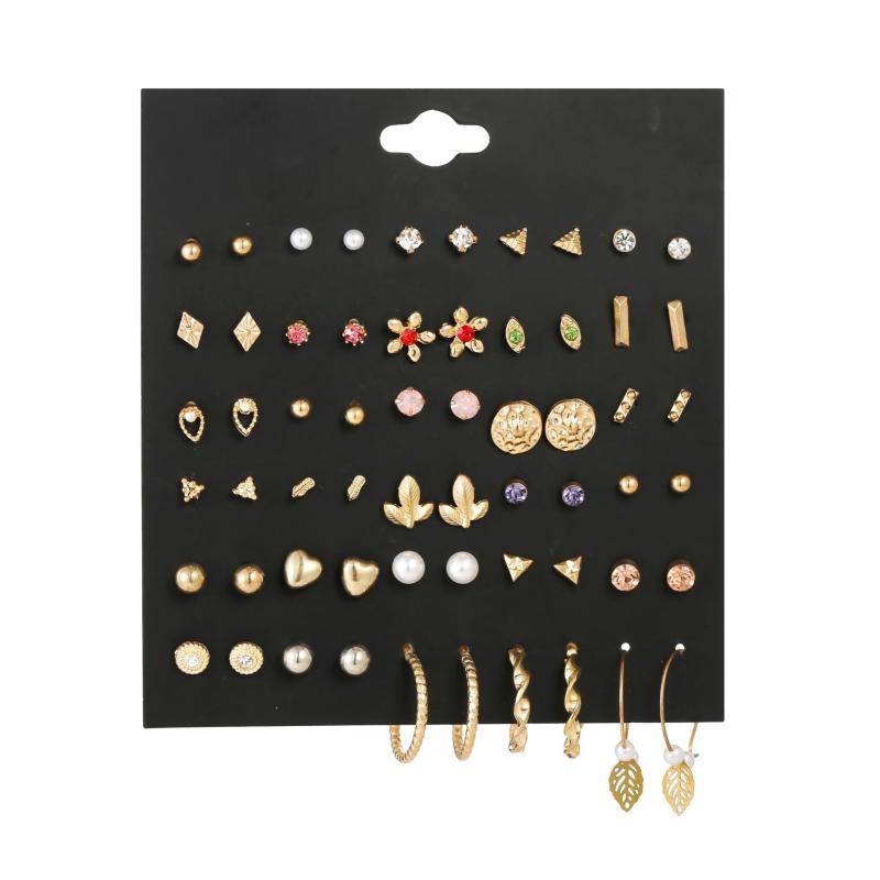 Jewelry | Rosette Earrings 18-Pack  –  Womens Accessories Gold