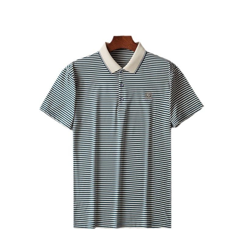 Polos | Striped Polo Shirt  –  Mens Clothing Blue