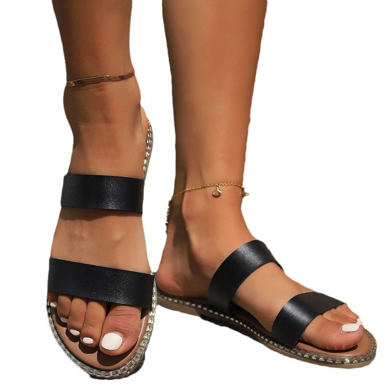 Sandals & Flip Flops | Two-Strap Slide Sandal  –  Womens Sandals & Flip Flops Black