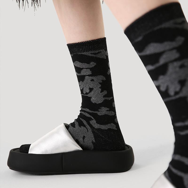 Socks | Animal-Print Crew Socks  –  Mens Accessories Black Wash