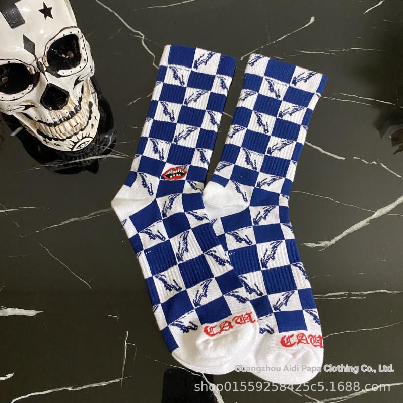 Socks | Checkerboard Crew Socks  –  Mens Accessories Lightning Gray