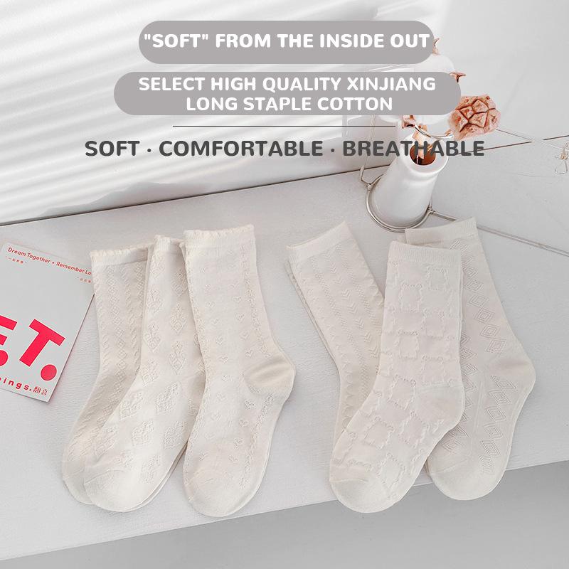 Socks | Heart Pointelle Crew Socks  –  Womens Accessories Cream