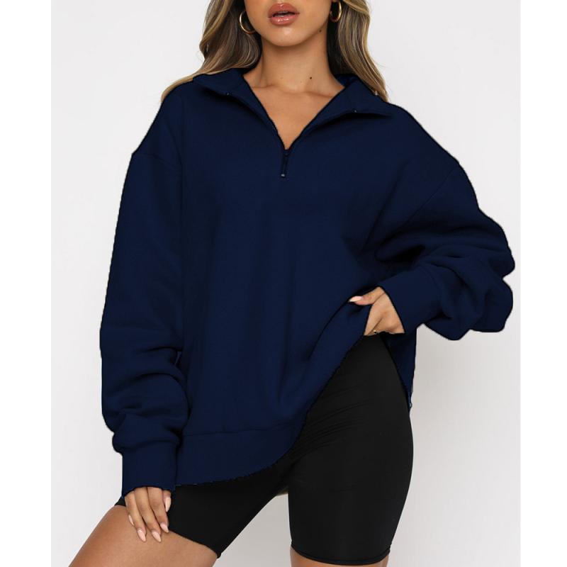 Tops | Classic Henley Fleece Sweatshirt  –  Womens Clothing Blue