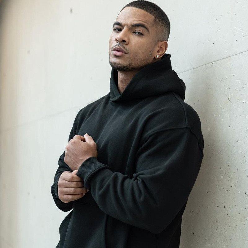 Tops | Solid Hoodie  –  Mens Clothing Black