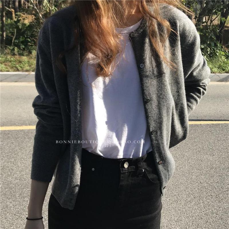 Sweaters & Cardigans | Crew Neck Lady Cardigan  –  Womens Clothing Midnight